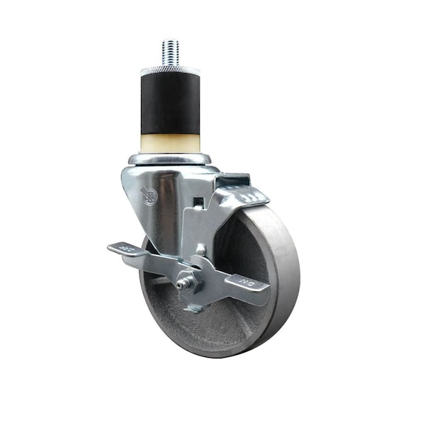 4'' Semi Steel Swivel 1-7/8'' Expanding Stem Caster with Brake